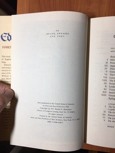 *Edward II* Harold Hutchison HC/DJ/1st Ed/1st Print/NEAR FINE 1972 - Picture 9 of 10