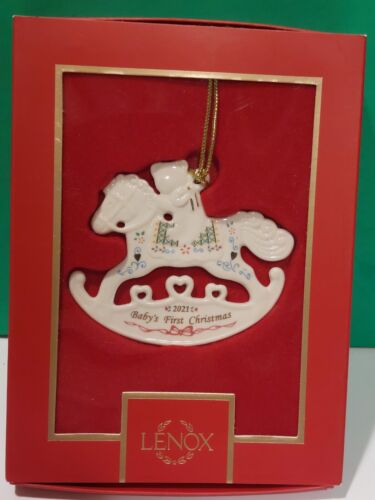 LENOX 2021 BABY's FIRST CHRISTMAS ROCKING HORSE Ornament 1st Quality  NEW in BOX - Picture 1 of 5