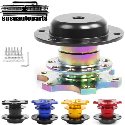 SUSU Universal Aluminum Steering Wheel Snap Off Quick Release Hub Adapter Boss Kit