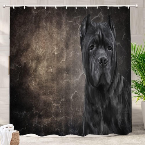 Batmerry Dark Gray Vintage Dog Decor Shower Curtain, Bathroom Decor