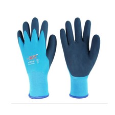 1Pair Blue Work Gloves Full Latex Waterproof Thermal Insulated Winter Safety New