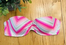 VICTORIA SECRET Bikini Top Womens 36B Beach Swimsuit Bandini Pink Green CUTE