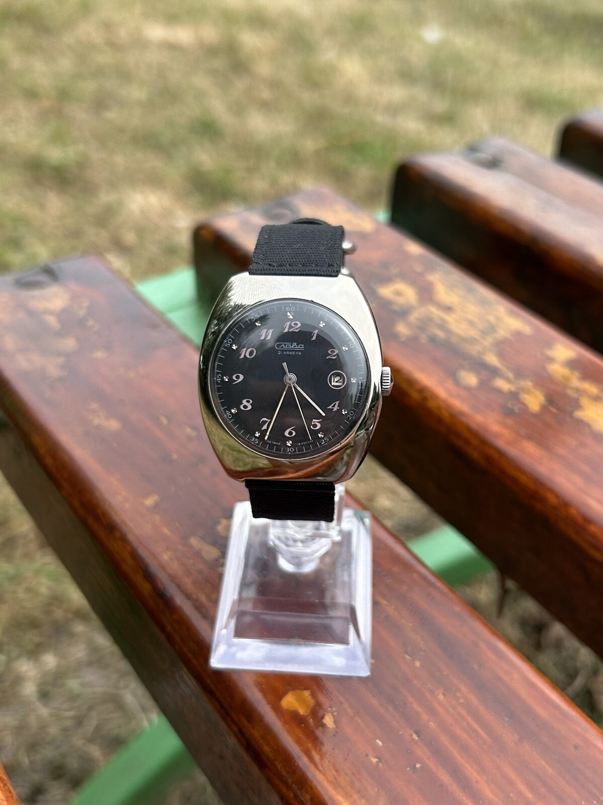 Vintage Watch Slava Massive Retro Mechanical Wristwatch Soviet USSR Style 1990s