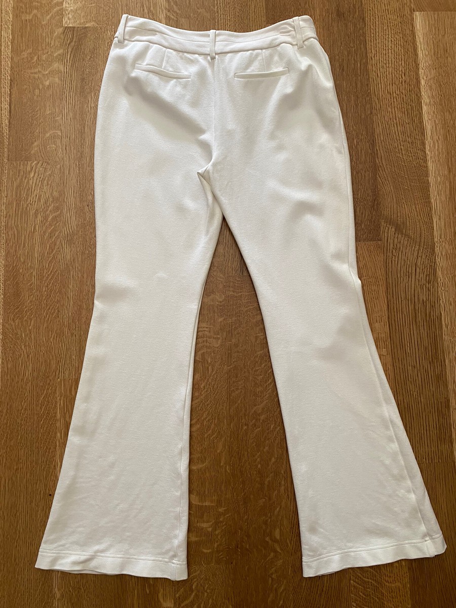 Chico's Sz 1 (M) Winter White Wide Leg Pants Stretch Front Zip