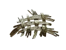 bROOCH SILVER TONE MCM MODERNIST CROSS HATCH ABSTRACT VINTAGE JEWELRY neocurio