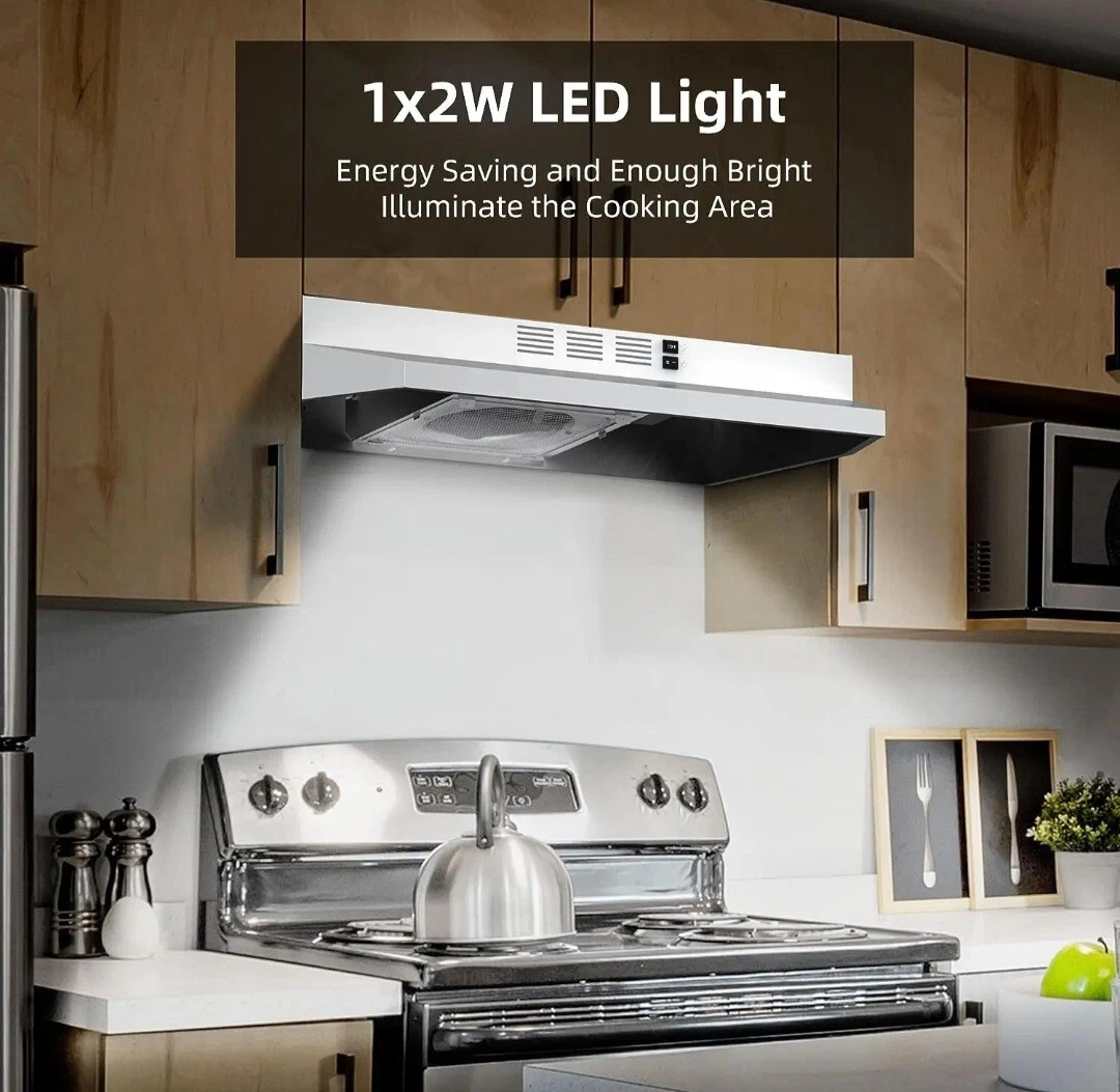 Range hood with 2024 light and fan
