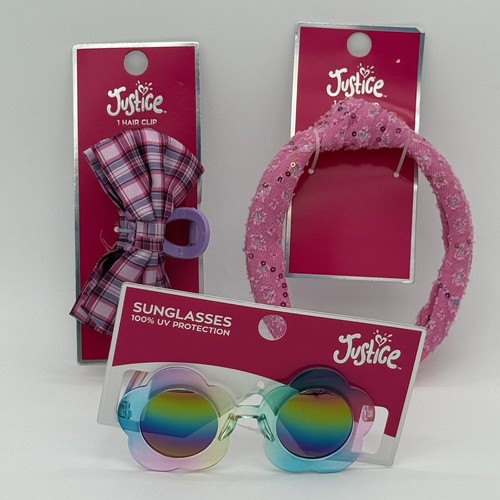 Justice Headband Hair Clip Sunglasses Pink Purple 100% UV Protection Lot Of 3