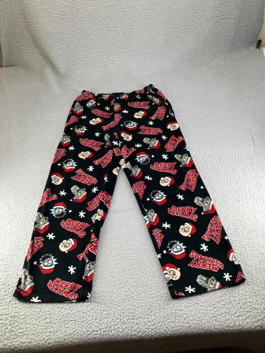 Rick Morty Pants Mens Medium Black Pajama Merry Rickmas Christmas