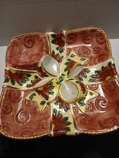 World Bazaar HOLIDAY Ceramic Chip And Dip Dish Platter Or Dish