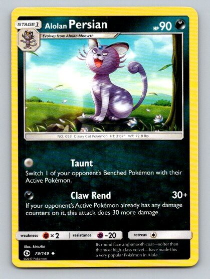 2017 Pokemon Card Sun & Moon Alolan Persian 79/149