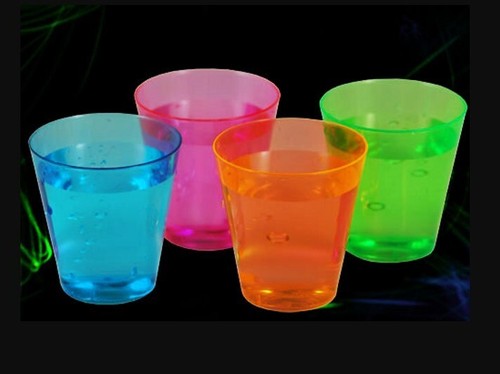 Plastic Shot Glasses Drinking Cup Clear Neon Coloured Party Bar Games Drink - Picture 7 of 7
