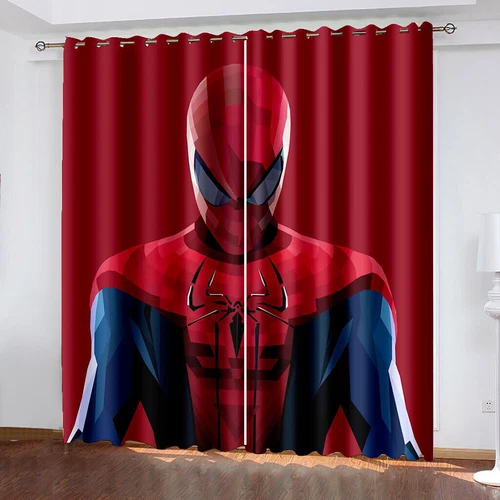 Marvel Spiderman Made Pair Thick Thermal Blackout Curtains Ring Top Eyelet Gifts - Picture 17 of 22