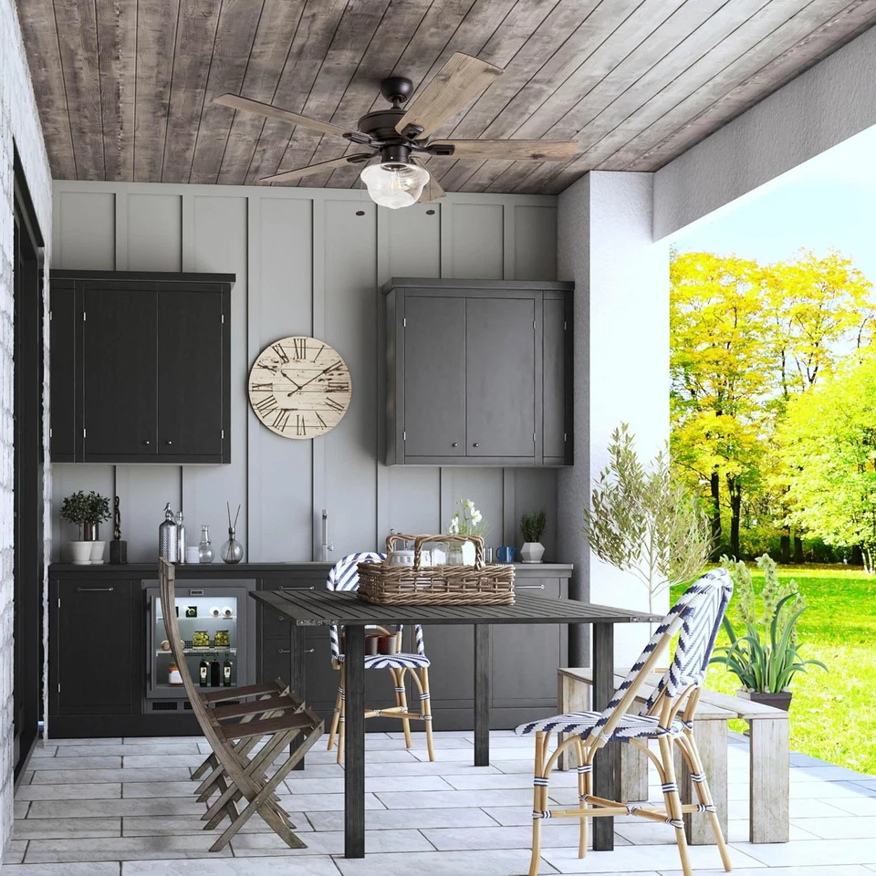 Abner, Ventilador de Techo LED Moderno de 52 Pulgadas para Interior Exterior con Luz, Tire Foto 2 de 4