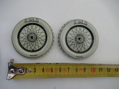 Lot De 2 Roues JML En Tôle Lithographiée Pour Moto & Side-car - 54mm - Vintage France