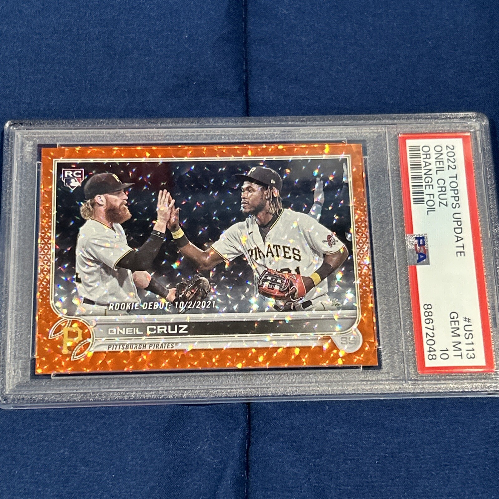 2022 Topps Update Rookie Debut Orange /299 Oneil Cruz #US113 Rookie RC PSA 10