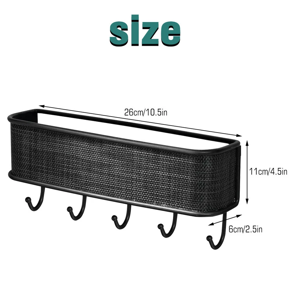 Soporte para correo con gancho para llaves montaje en pared estante colgante entrada organizador estante para cartas Foto 4 de 4