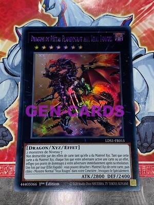 YU GI OH KARTE ROTÄUGIGER FLAMMENDER METALLDRACHE LDS1-FR015 LILA TITEL