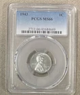 1943 PCGS MS66 STEEL CENT Lincoln Wheat Penny WWII ISSUE