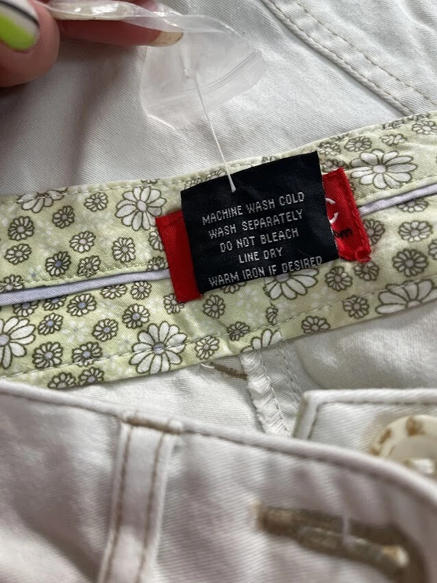 Pantalones capri para mujer Zinc blanco mezcla de algodón talla 5 Foto 4 de 4