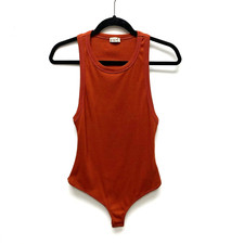 Free People Rust Orange Sleeveless Crew Neck Down to Earth Ribbed Bodysuit S