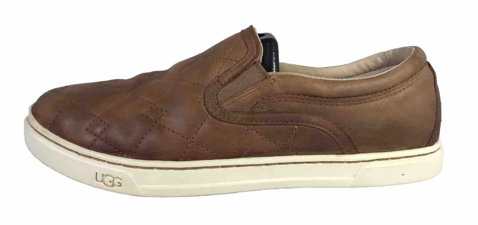 Scarpe da donna UGG Fierce Chestnut taglia 7 sneakers slip on in pelle trapuntata marrone