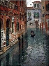 Italy Venice Gondola F. Thaulow Tile Mural Kitchen Bathroom Backsplash Ceramic