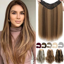 V Shape U Part One Piece Clip in AS Human Hair Extension 3/4 Full Head Highlight