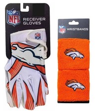 Denver Broncos Kids NFL Receiver Gloves Wristbands, Ages 4-12
