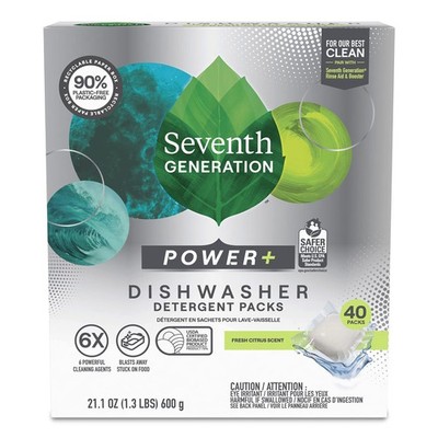 Seventh Generation Dishwasher Detergent Packs 40 Count Plant Based Clean Power