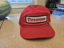 Vintage 1990's Red Firestone Racing Snapback Rope Trucker Cap Hat NWOT