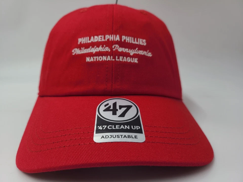 Philadelphia Phillies 47 Brand Clean Up Strapback Adjustable Hat Cap Men MLB Red - Image 2 of 4