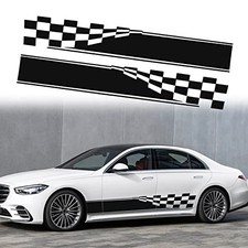 Sports Racing Stripe Stickers Car Body Door Side Strip Lattice Graphic Vinyl