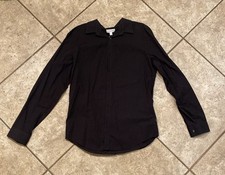 Calvin Klein Dress Shirt Mens Slim Fit Black Long Sleeve Button Up Size Medium