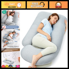 U-Shaped Pregnancy Pillow with Cooling Cover - Full Body Support for Side Sleepe
