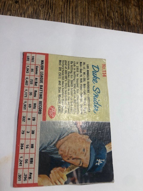 1962 Post Cereal Duke Snider
