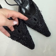 Vintage Y2K Valerie Stevens Beaded Snip Toe Heels Size 6.5