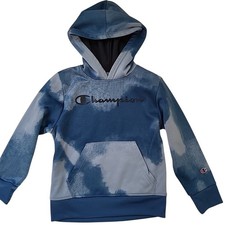 Champion Hoodie Boys 5/6 Blue Tye Dye Long Sleeve Kangaroo Pocket Pullover