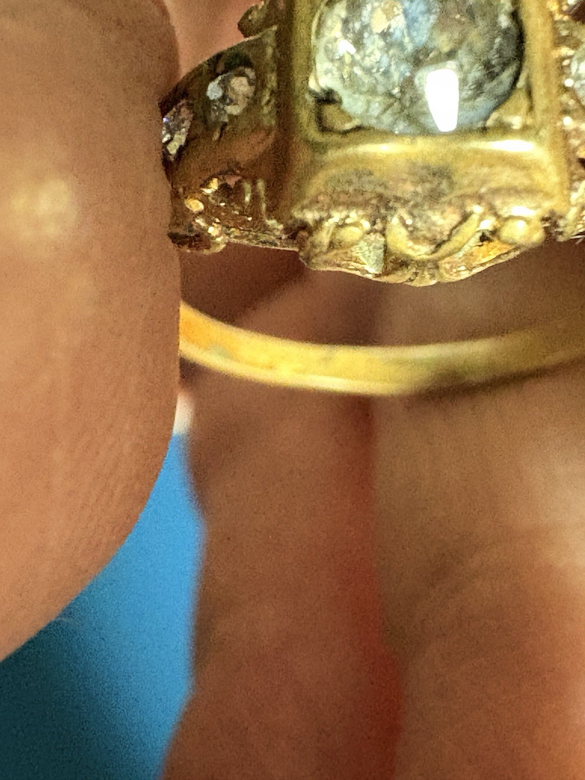 Antique Victorian Paste Ring Closed Back Paste St… - image 8