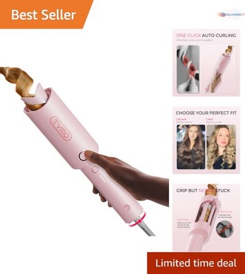 Automatic Rotating Curling Iron Beach Waves Wand Pink Ceramic 1 1/4 Inch