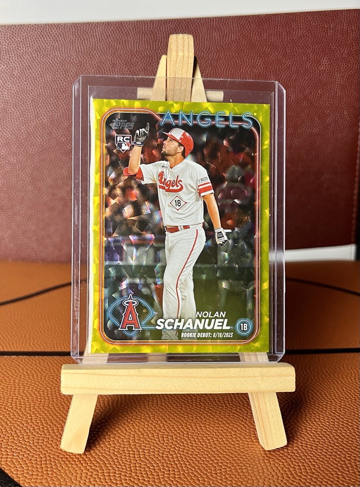 2024 Topps Update Nolan Schanuel RC #US193 Yellow Crackle Foilboard /50 Angels