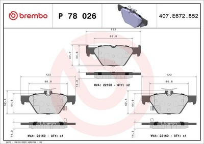 Bremsbelagsatz Scheibenbremse PRIME BREMBO P 78 026 für GT LEGACY IMPREZA LEVORG