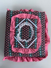 Vintage Padded Photograph Album Handmade Fabric Lace w/ Peel Stick Pages Photo