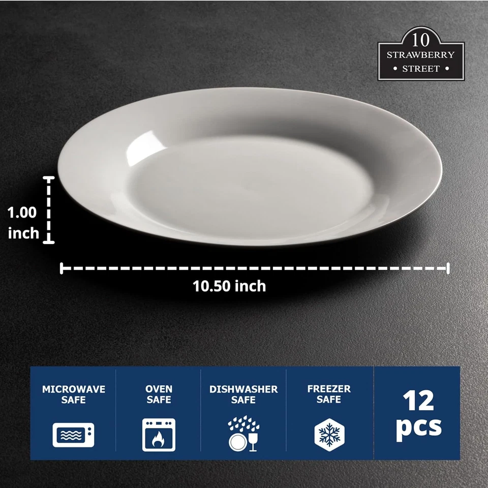 Plato de Cena Redondo 10 Strawberry Street 10.5", Juego de 12, Blanco Foto 3 de 4