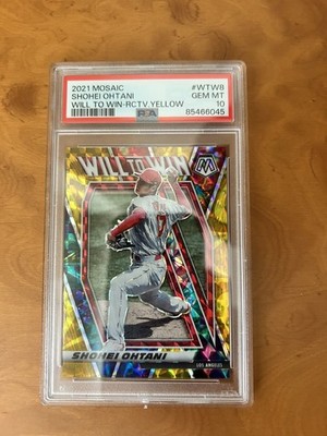 2021 Panini Mosaic Shohei Ohtani Will To Win Reactive YELLOW PSA 10  65/99