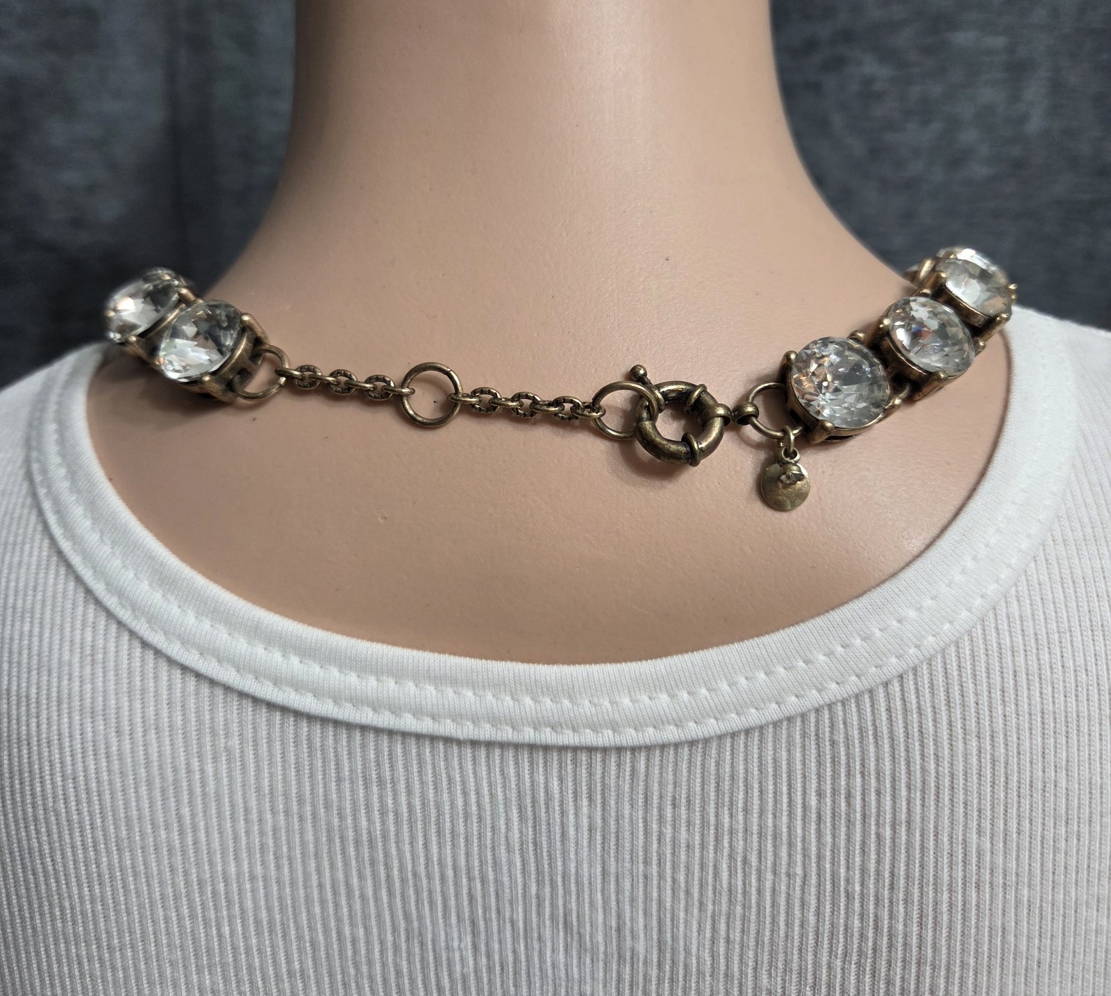 J. Crew Statement Necklace Large Round Crystals A… - image 2