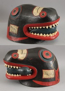 Vintage Pacific Northwest Coast Haida Carved Painted Wood Ceremonial SEAL Mask