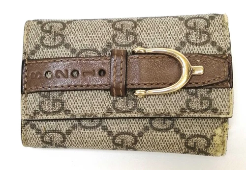 Gucci GG Supreme étui à 6 clés 309759 porte clés beige/marron