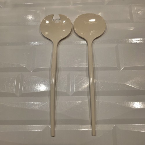 BPA-free Party Serving Utensils UPware Wave Handle Melamine Salad Servers - 11-Inch White Serving Set Serving Spoons Set