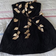 Black Lace Strapless Fit & Flare Dress Short Zip Closure Party Cocktail