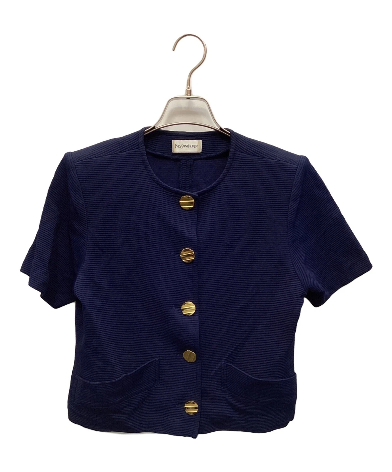 SAINT LAURENT (YSL) Giacca cardigan Yves Saint Laurent rayon bottoni oro taglia M blu navy